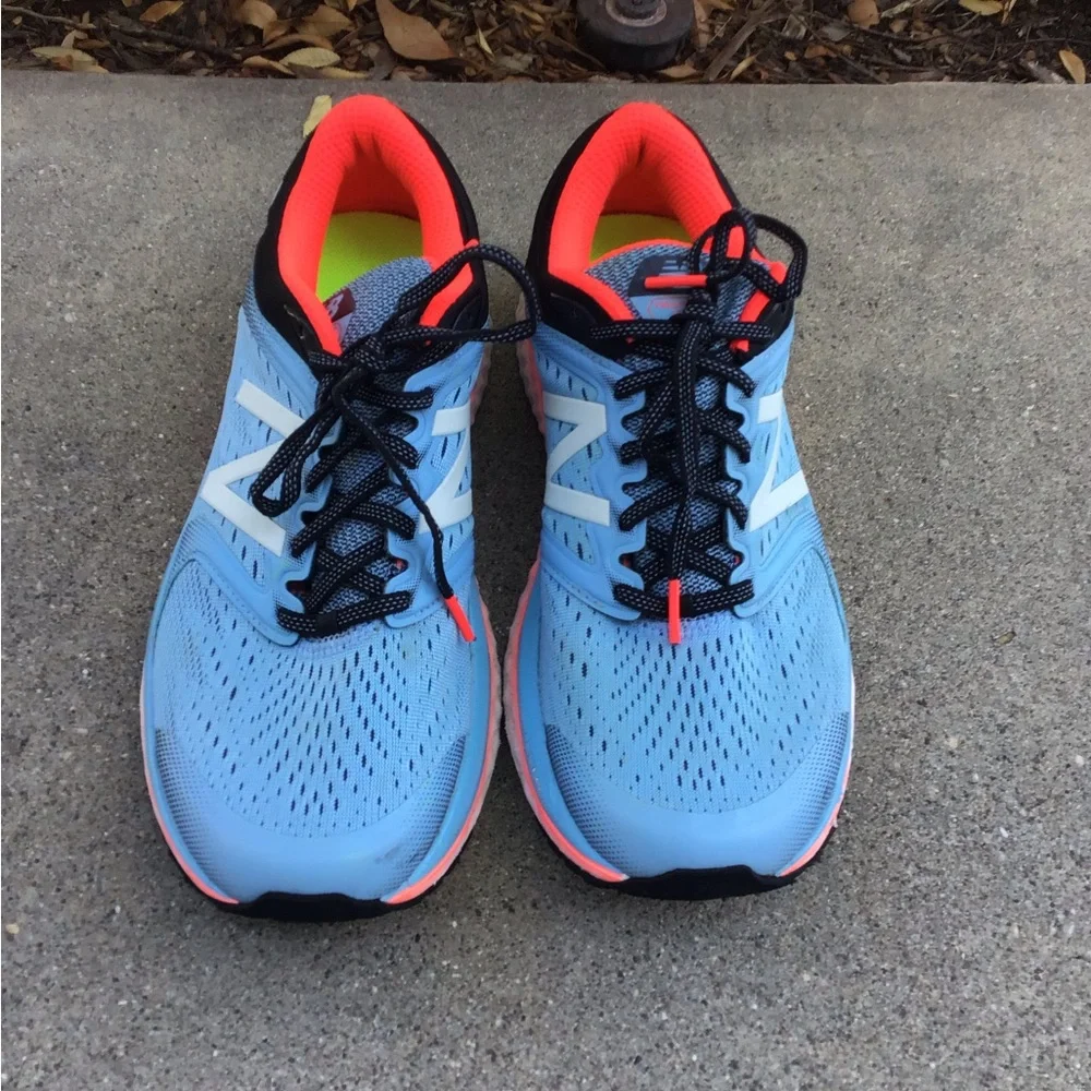 New Balance Women's Running Shoes - Light Blue with Coral Accents